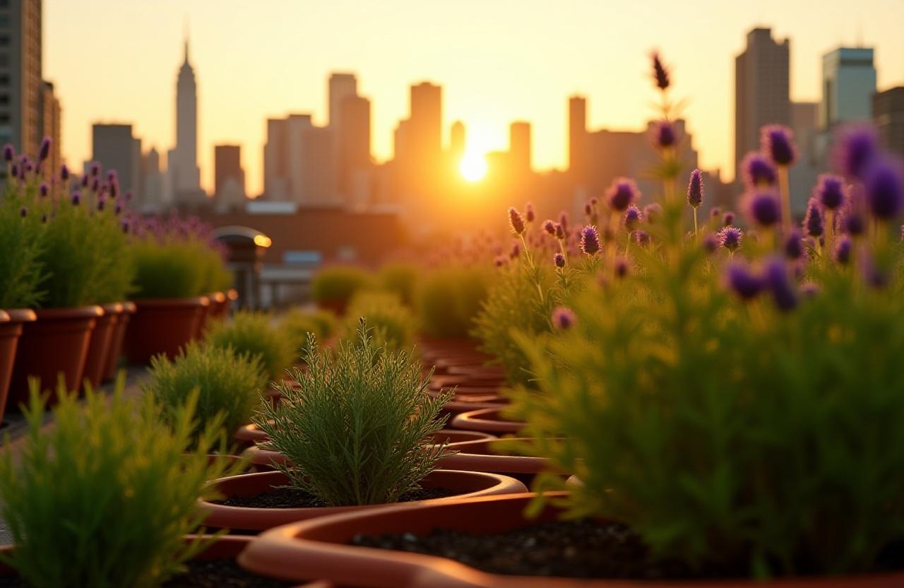 Lush herbal garden in New York City