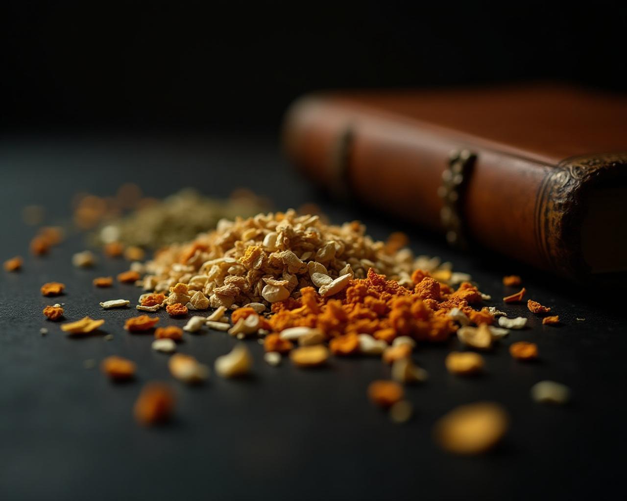 Dried herbs and antique scales