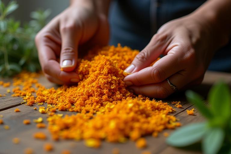 Hand-sorted herbal ingredients drying